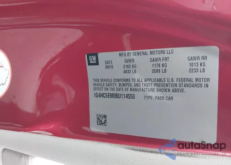 2011 Buick Lucerne Cxl z USA, uszkodzony, nr VIN 1G4HC5EM8BU114550